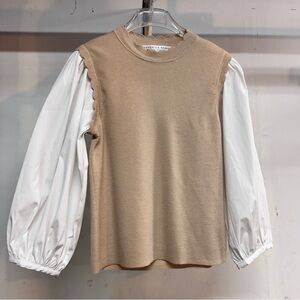 Veronica Beard Beige and White Blouse